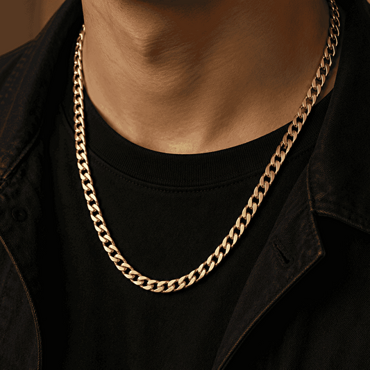 Classic Cuban Chain Golden close-up – premium Cuban link gold chain by CuffCraft.pk