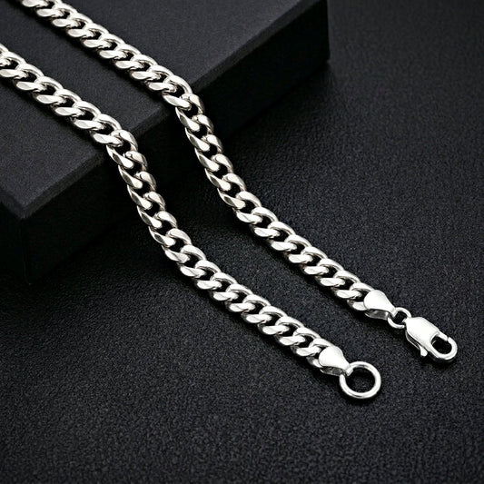 Classic Cuban Chain Silver – tarnish-resistant flat interlocking link silver chain Pakistan