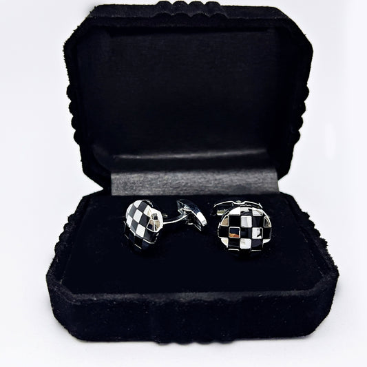 Silver Check Cufflinks
